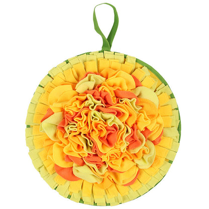 Dog Snuffle Mat - Round Pet Snuffle Mat, Yellow