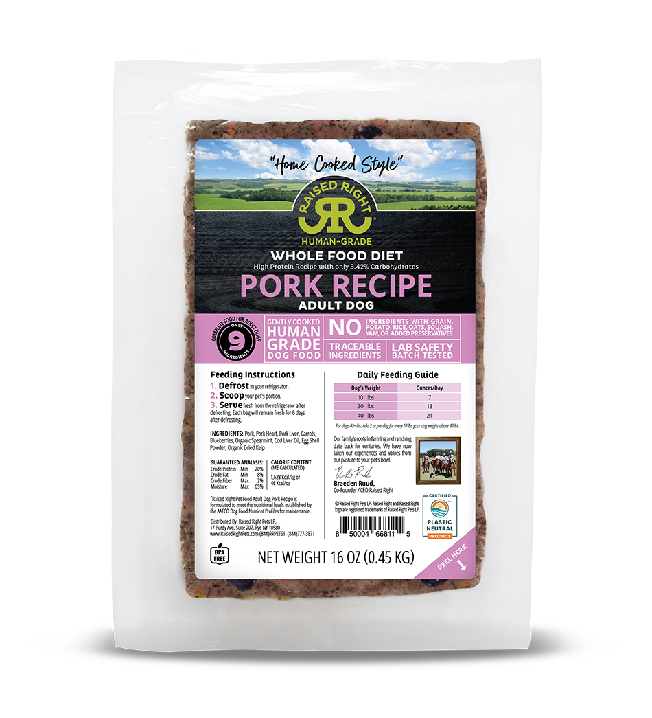 RAISED RIGHT DOG FROZEN ADULT PORK