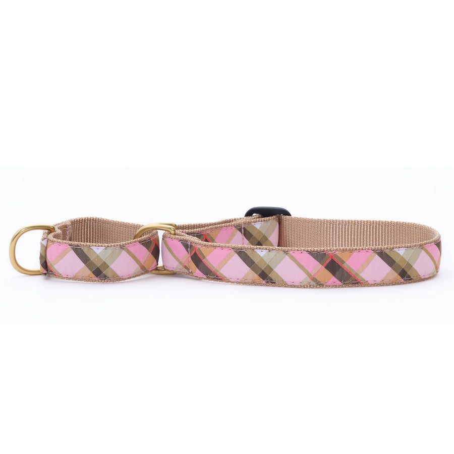 Pink Plaid Martingale Dog Collar