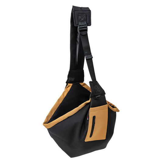 Canvas Companion Pet Sling Carrier Bag, Black/Camel Brown