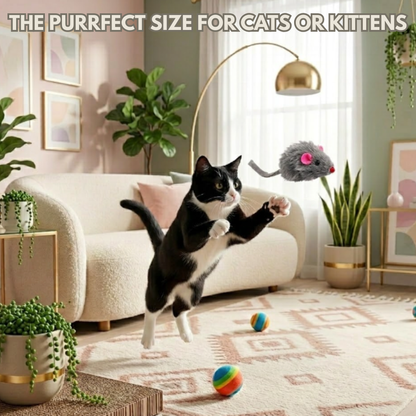 Rabbit Fur Mouse Cat Toy 12 per Pack White and Gray Fuzzy Toys for Cats with Rattle Realistic Fake mice