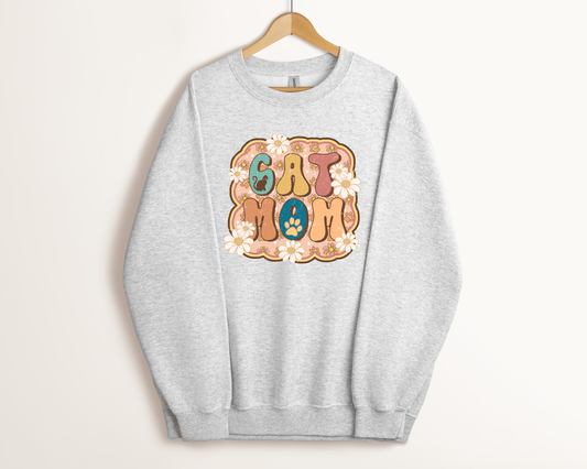 Cat Mom Crewneck Sweatshirt,  Ash