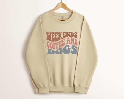 Weekends, Coffee And Dogs ReFlex Fleece Sweatshirt, Bone