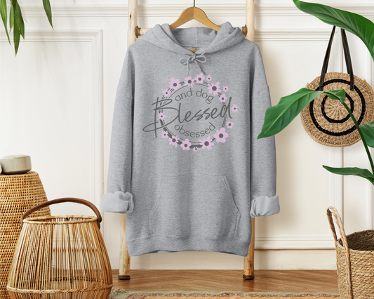 Blessed and Dog Obsessed Hoodie, Grey