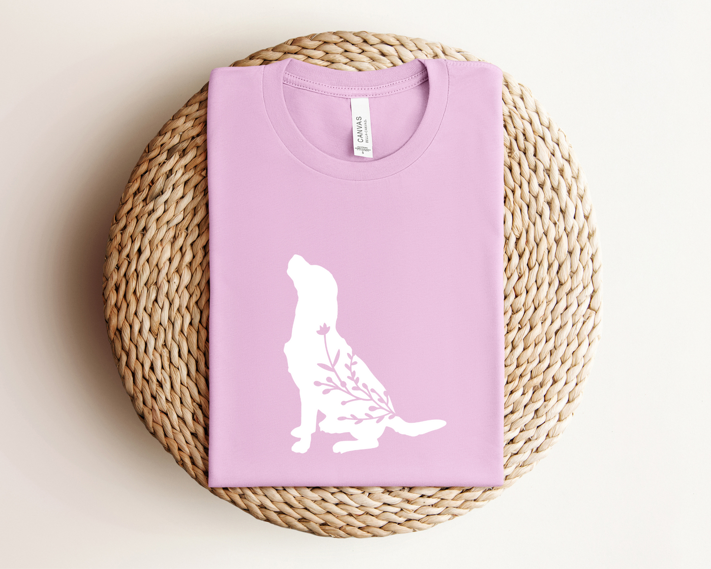 [20% OFF] Floral Crewneck Dog Lover T-shirt, Lilac