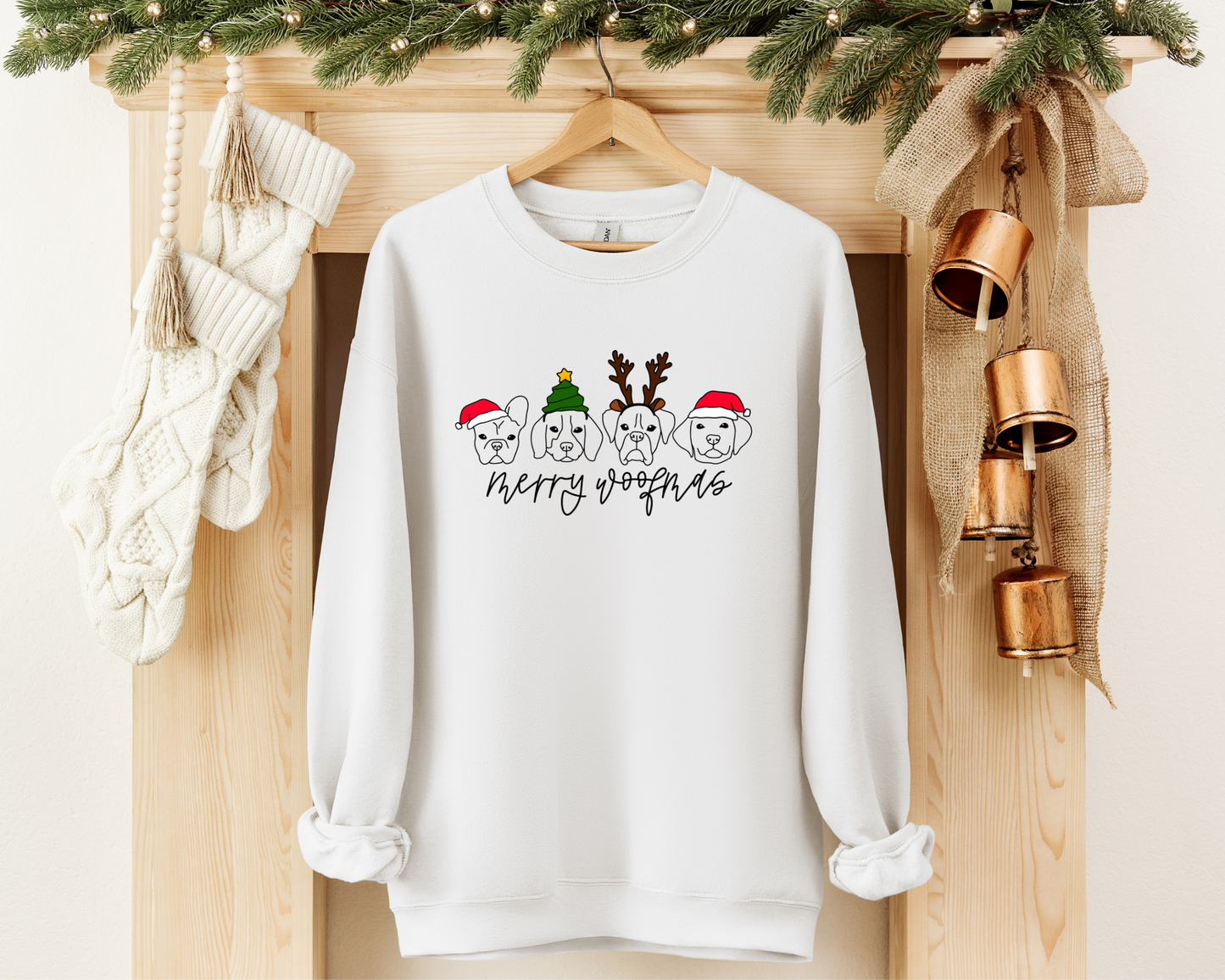 Merry Woofmas Crewneck Sweatshirt, White