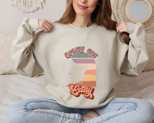 Crazy Cat Lady Sweatshirt Softstyle, Sand