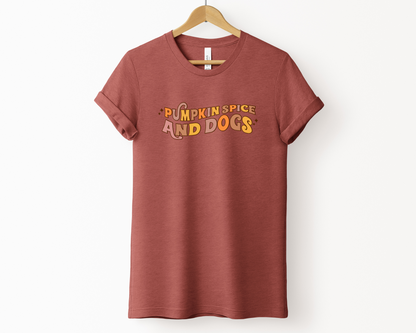 [Clearance 10%] Pumpkin Spice And Dogs Crewneck T-shirt, Heather Clay