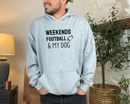 Weekends, Football & My Dog Hoodie, Sport Grey