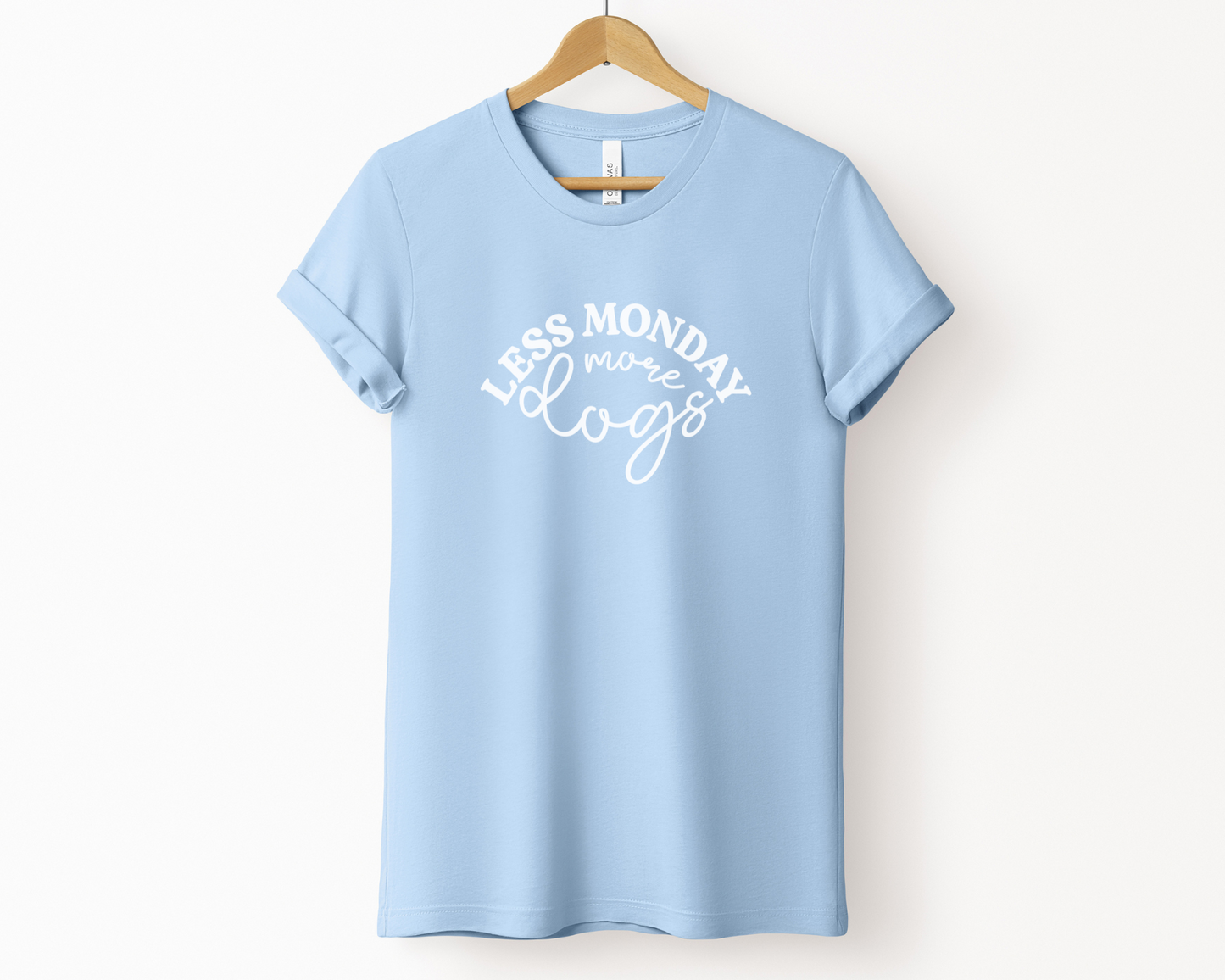 [20% OFF] Less Monday More Dogs T-shirt, Baby Blue