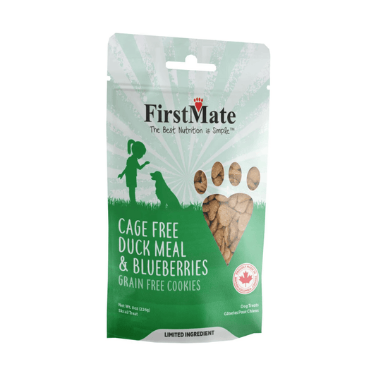 FirstMate Limited Ingredient Grain-Free Cookies Treats for Dogs - Duck &amp; Blueberries