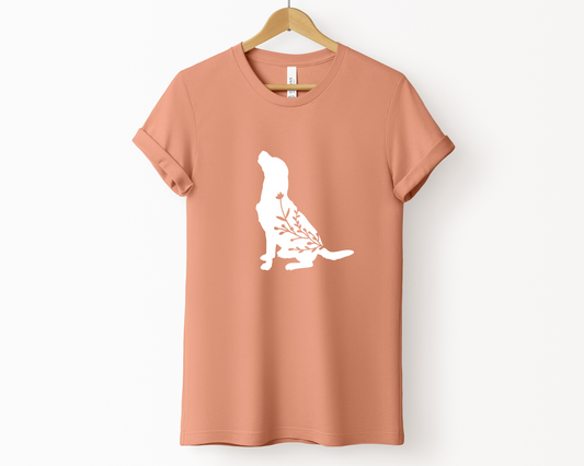 Floral Dog Crewneck T-shirt, Terracotta