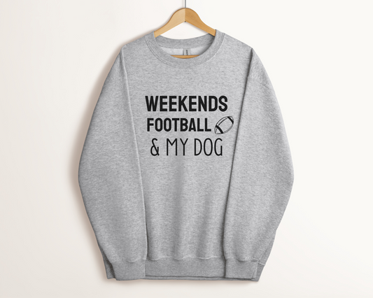 Weekends, Football & My Dog Sweatshirt, Sport Grey