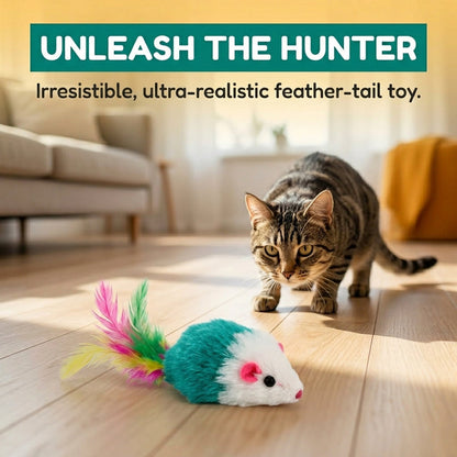Faux Fur Cat Mice Toy 12 Per Pack Realistic Small Mouse with Rattle and Catnip Safe for Adult cats and kittens Multi Half Color Half White