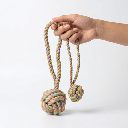 Rainbow Joy Hemp Rope Tug Toy, Small