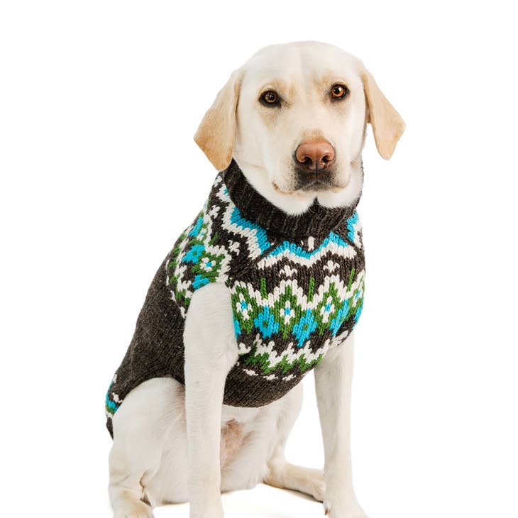 Charcoal Fairisle Dog Sweater
