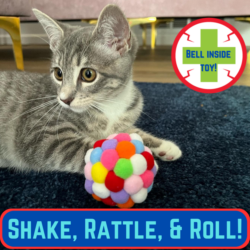 Cat Toy Plush Pom Cat Balls with Bells Inside