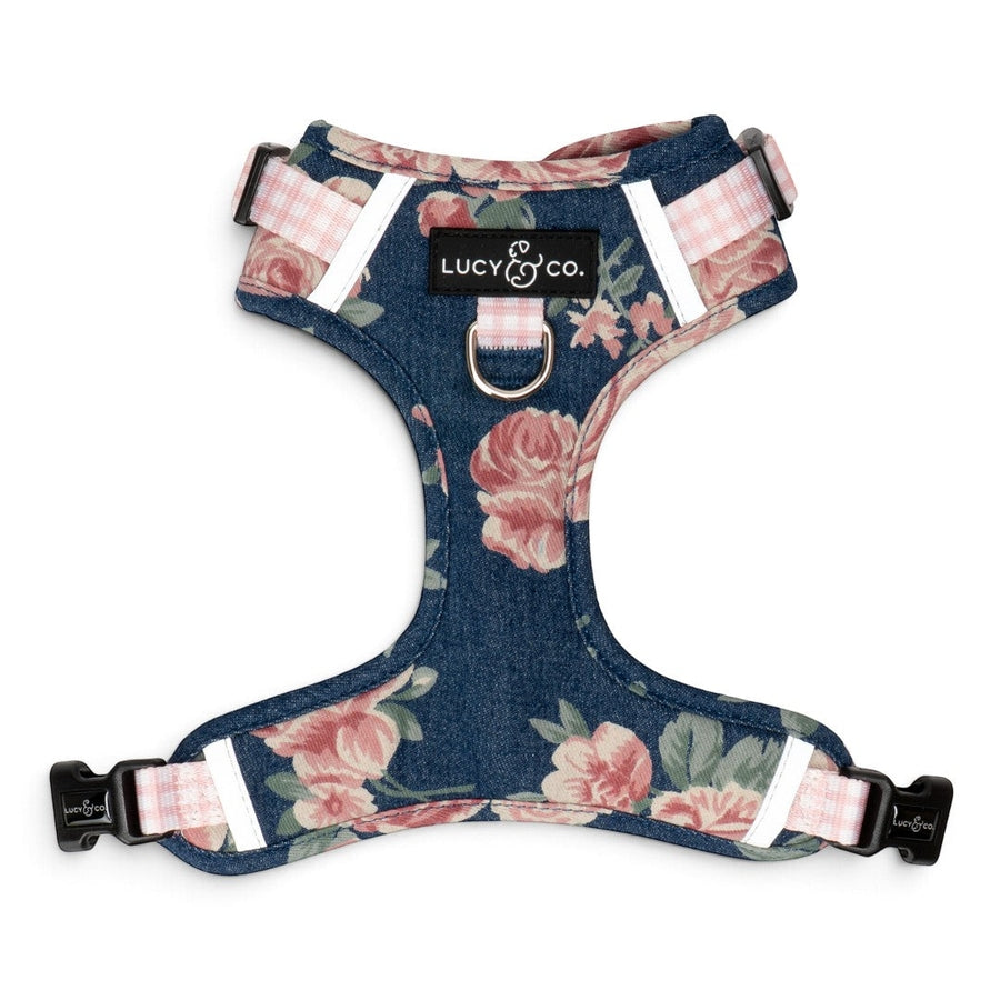 Smell the Roses Denim No-Pull Harness