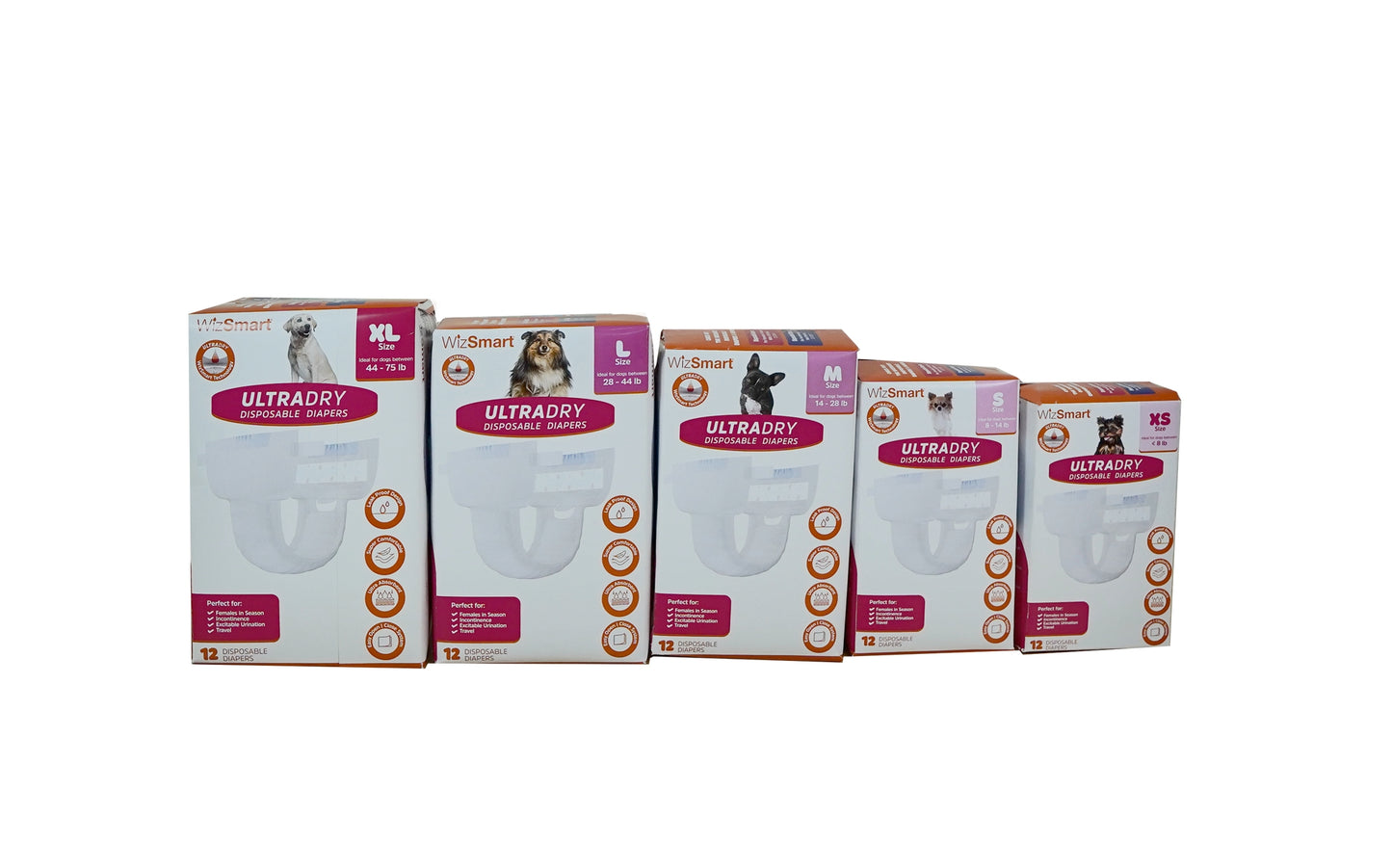 Wizsmart UltraDry Disposable Dog Diapers - 12ct