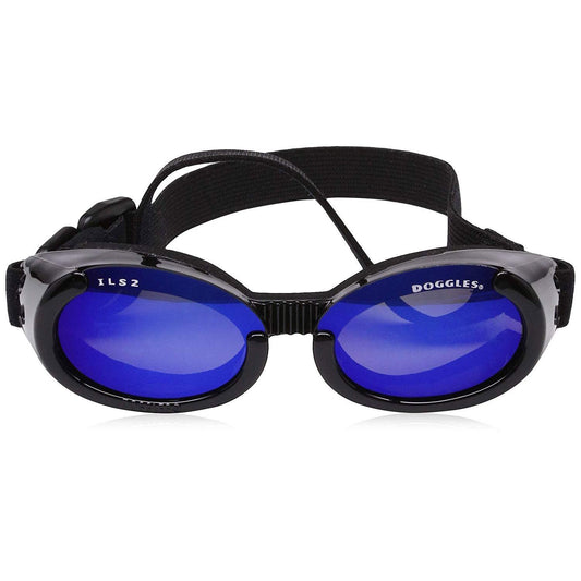 Doggles - ILS2 Shiny Black Frame with Mirror Blue Lens