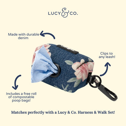Smell the Roses Denim Poop Bag Holder