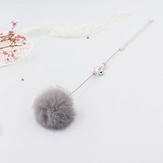 Colorful Pom-Pom Cat Teaser Wand, Grey