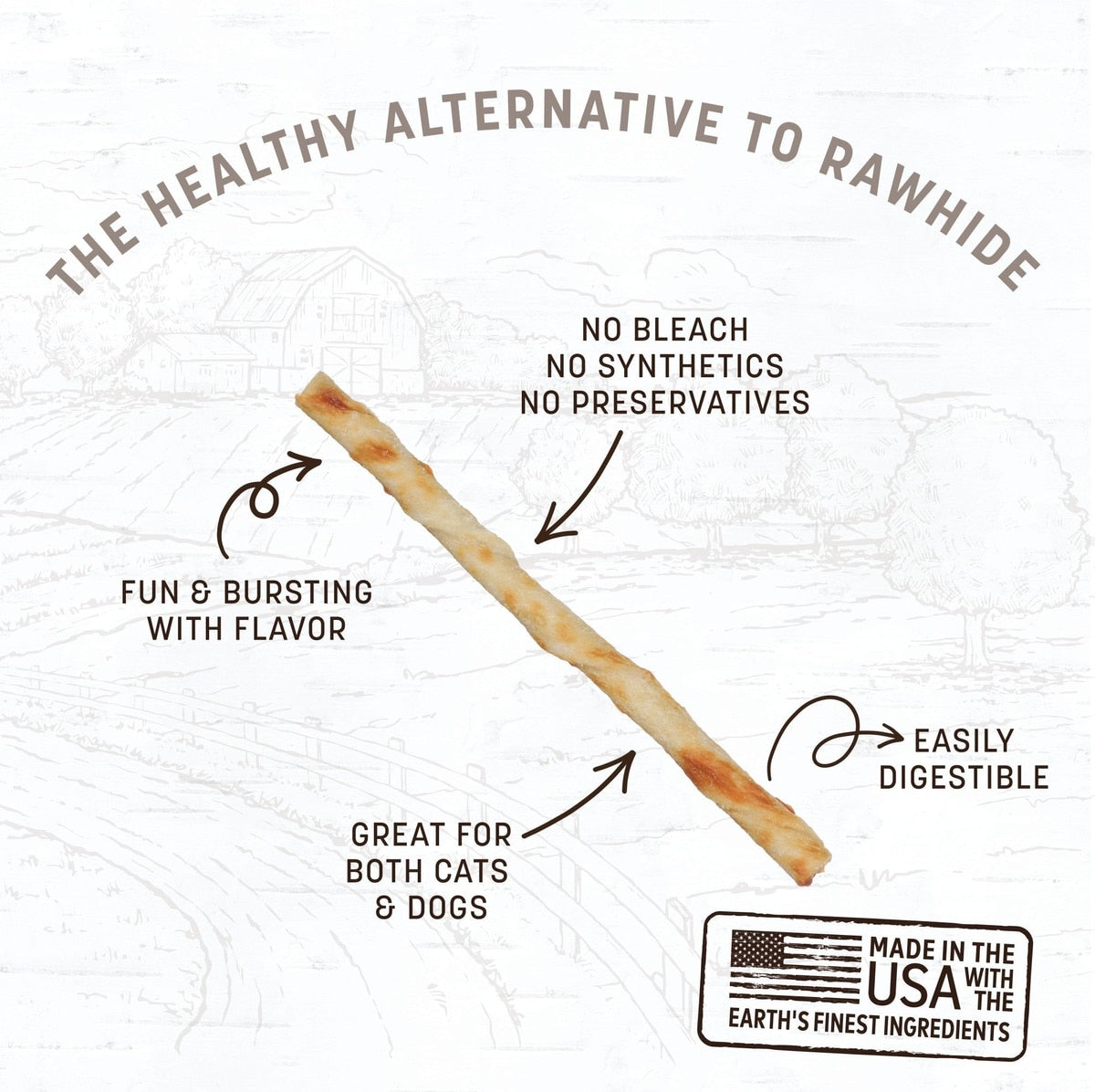 Earth Animal No-Hide Stix Beef Recipe Chew Dog & Cat Treat Sticks, 20 count