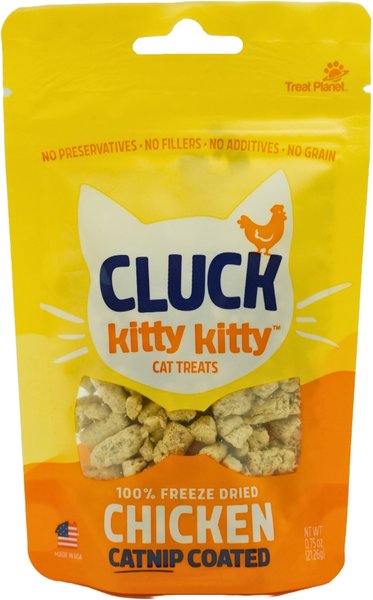 Cluck Kitty Kitty 100% Freeze-Dried Chicken Treat With Catnip Coated, 0.75oz