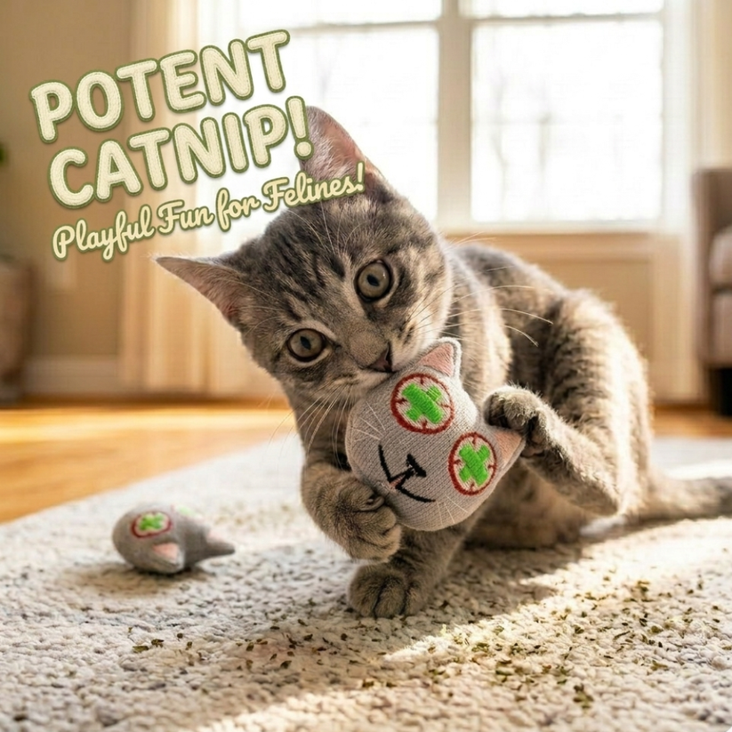 Smokey's Stash Catnip filled toys with Sisal Rope Mice and ball
