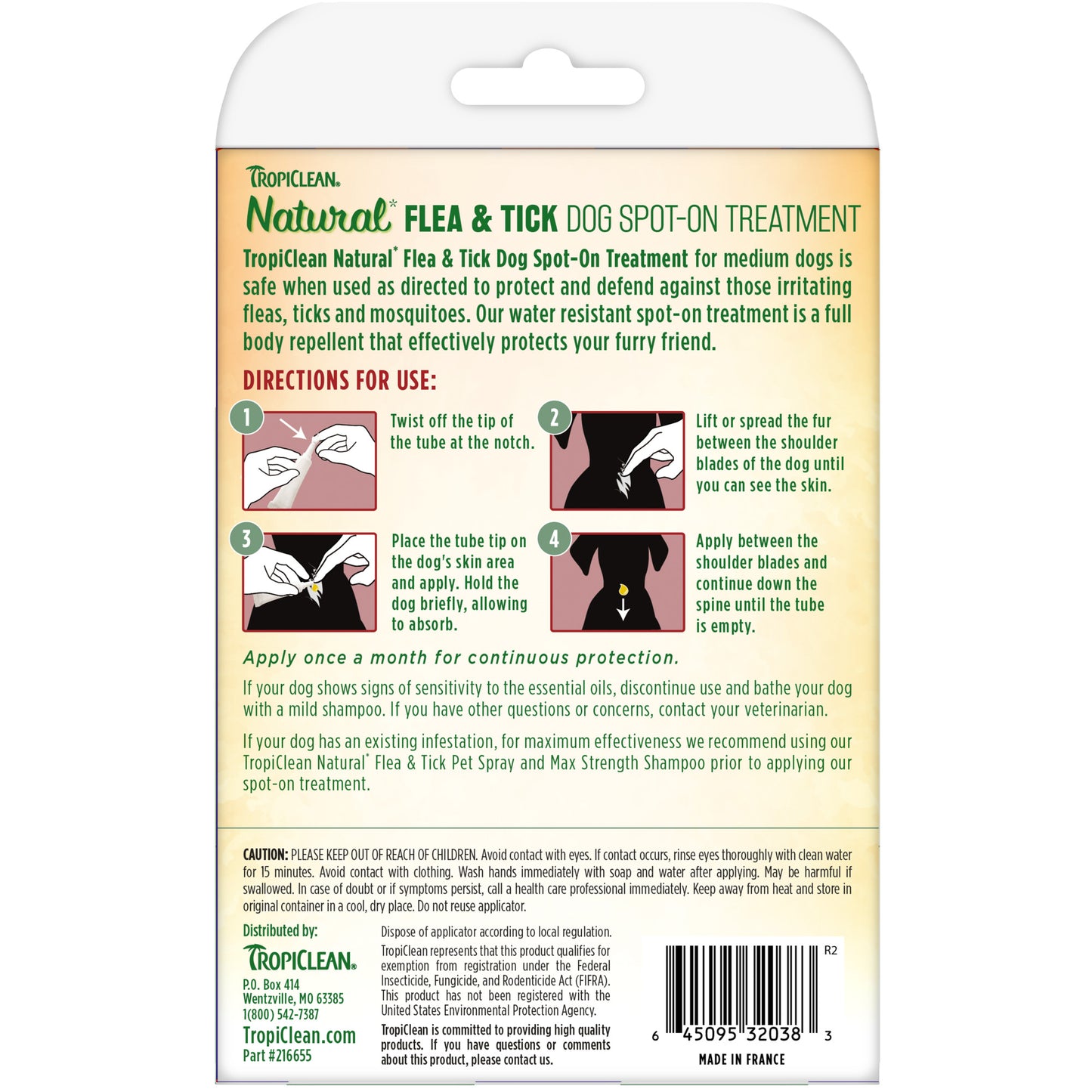 TropiClean Natural Flea & Tick Spot-On Treatment for Medium Dogs(4ct)