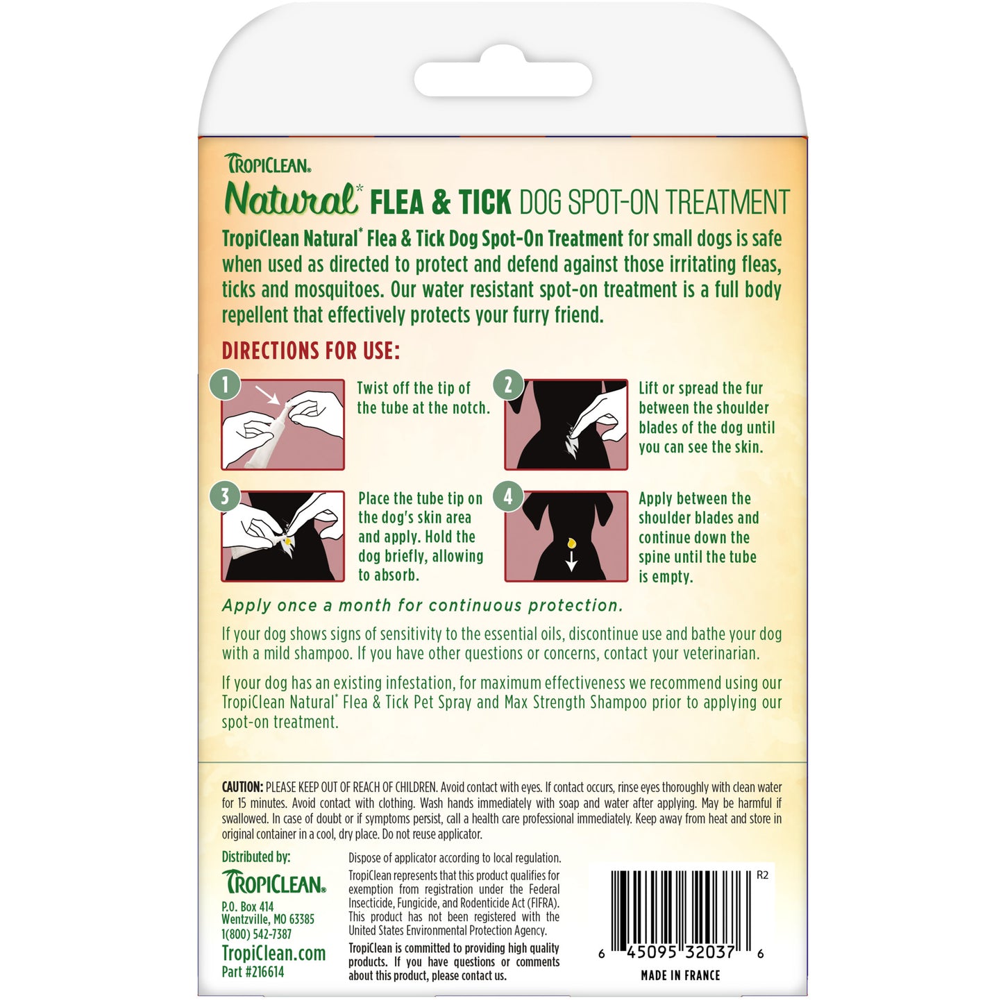 TropiClean Natural Flea & Tick Spot-On Treatment for Small Dogs(4ct)