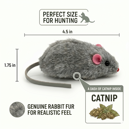 Rabbit Fur Mouse Cat Toy 12 per Pack White and Gray Fuzzy Toys for Cats with Rattle Realistic Fake mice