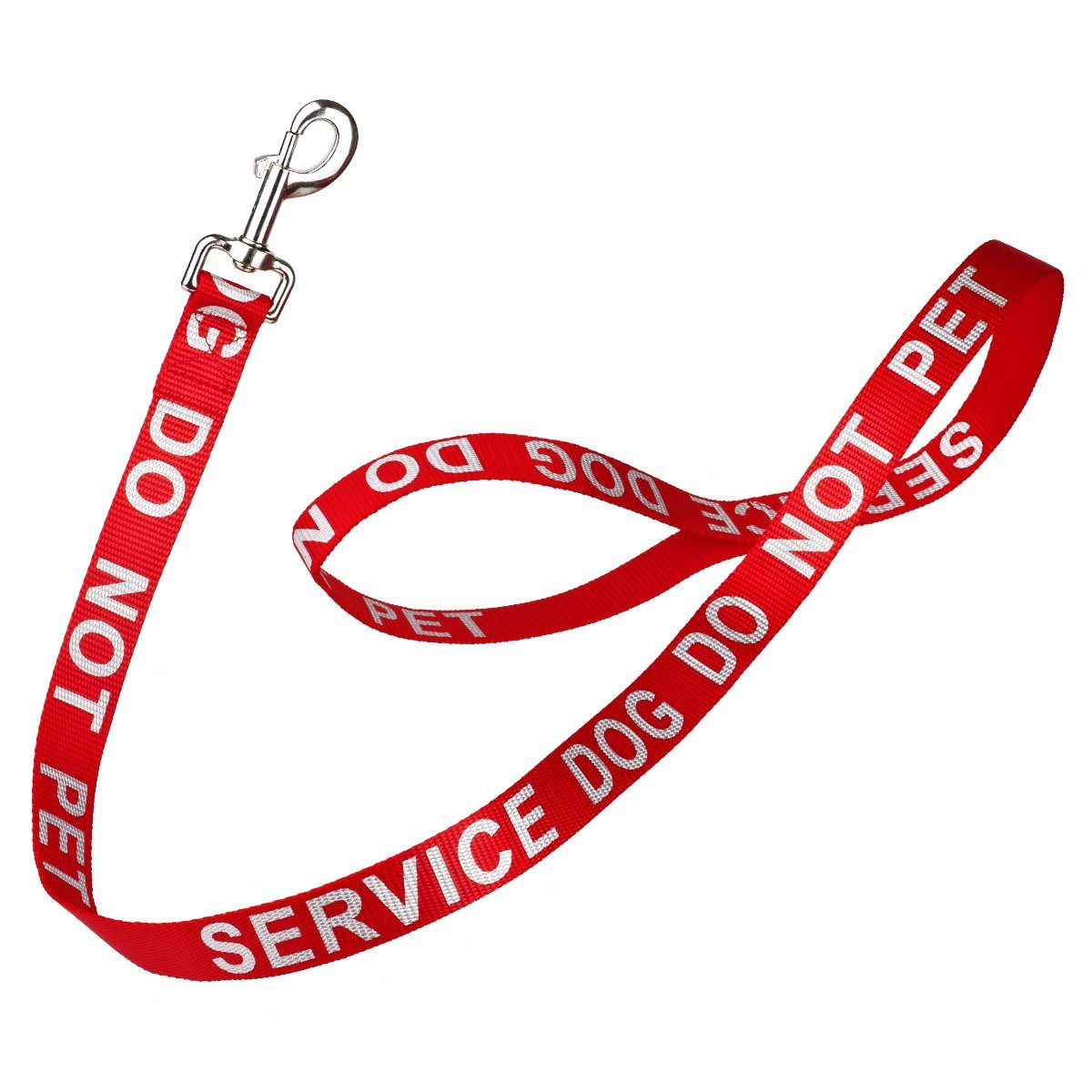 Reflective Red Nylon Leash - SERVICE DOG DO NOT PET