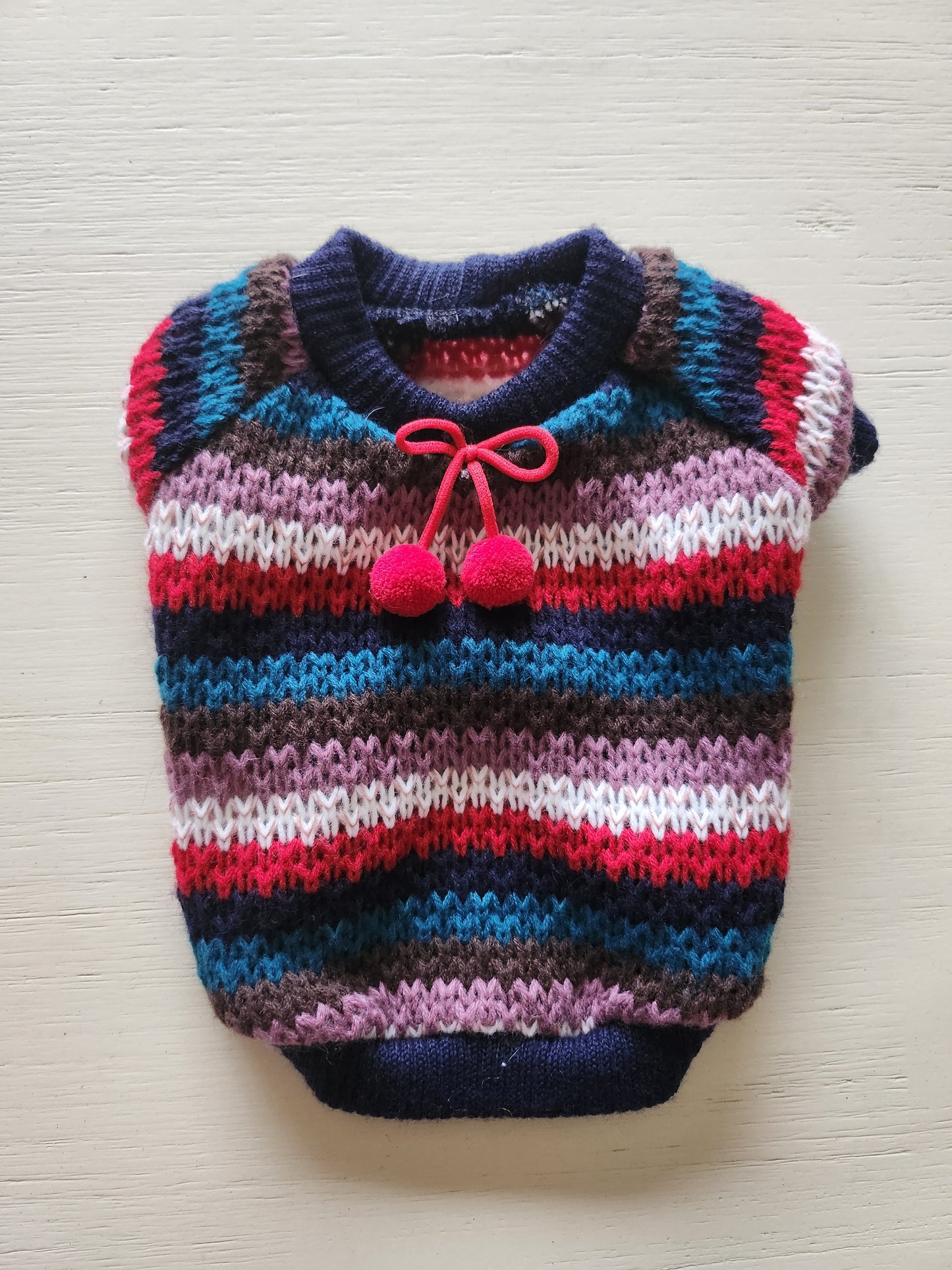 Striped Knit Sweater, Cherry