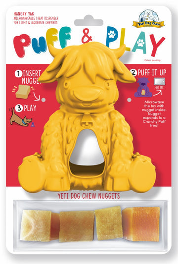 Yak Puff And Play Toy - Light To Heavy-Moderate Chewers, Yellow