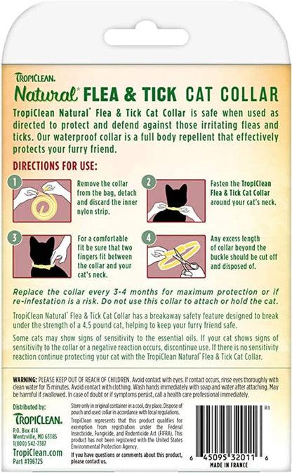 TropiClean Natural Flea & Tick Repellent Collar for Cats