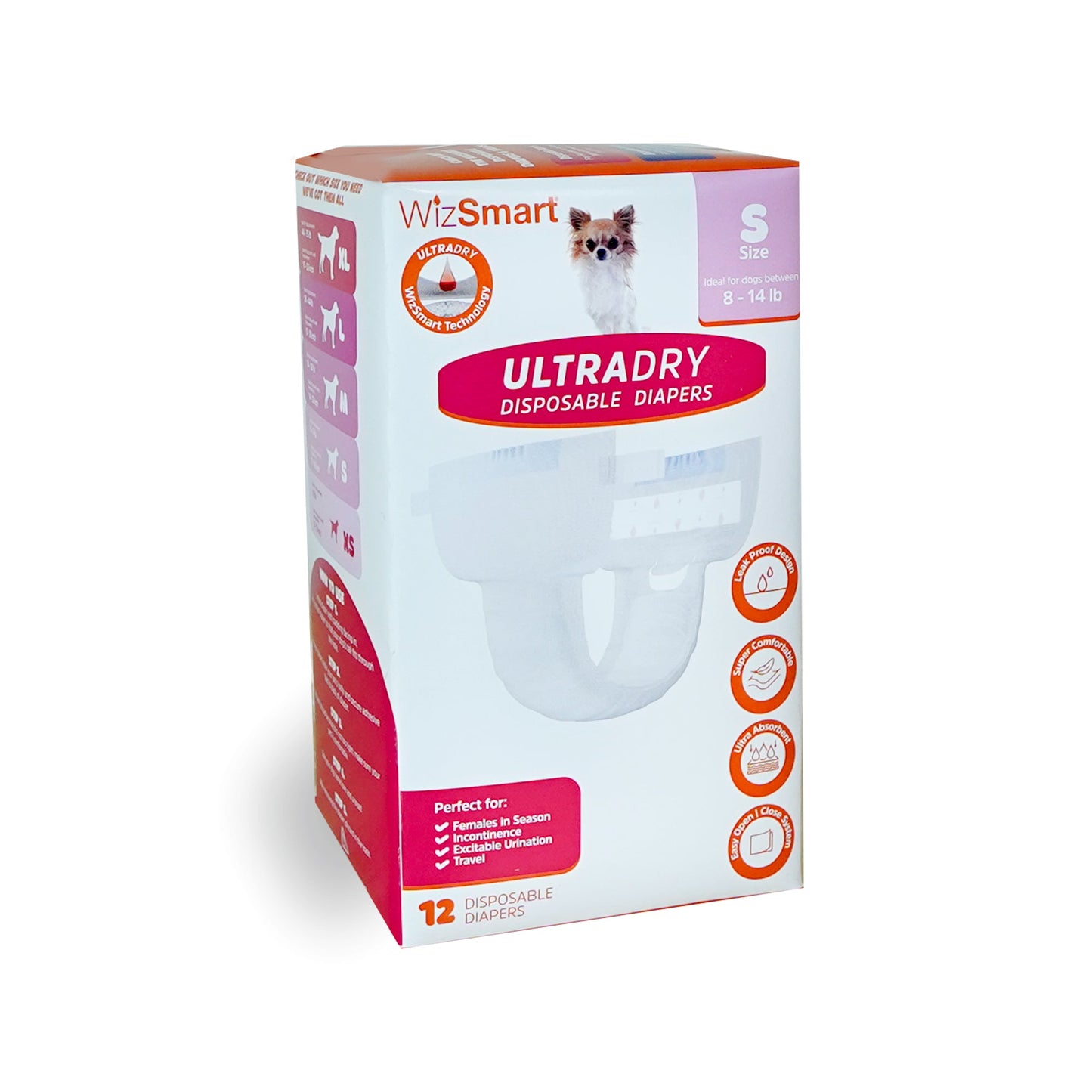 Wizsmart UltraDry Disposable Dog Diapers - 12ct