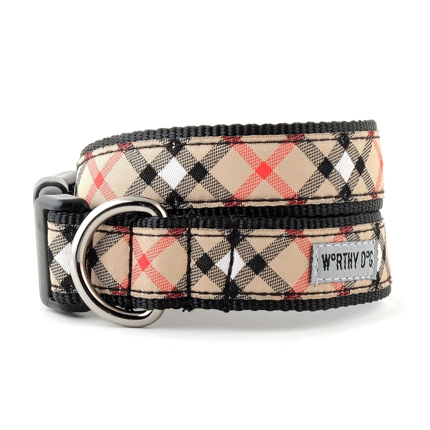 Bias Plaid Dog Collar Tan