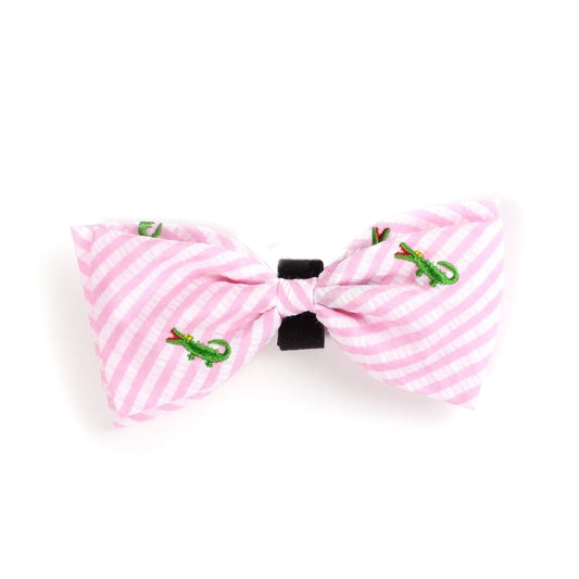 Pink Stripe Alligator Bow Tie