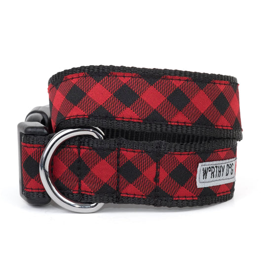 Buffalo Plaid Red Dog Collar