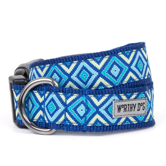 Graphic Diamond Blue Dog Collar