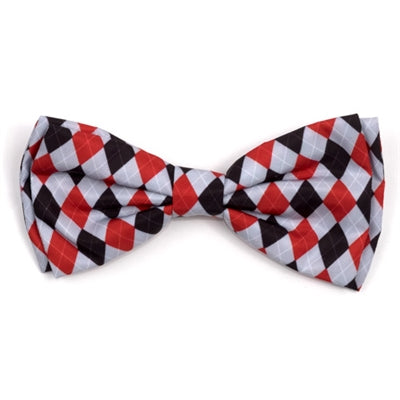 Preppy Argyle Red & Gray Bow Tie