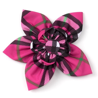 Bias Plaid Hot Pink Flower