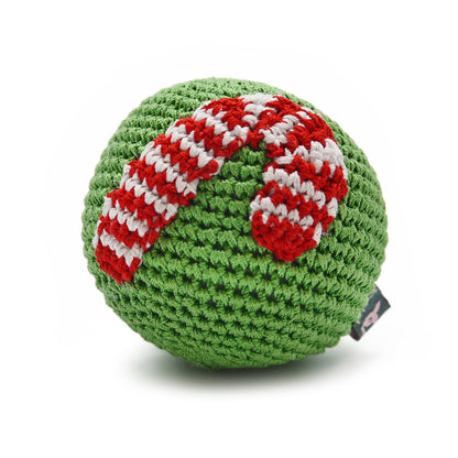 Candy Cane Ball Squeaky Toy