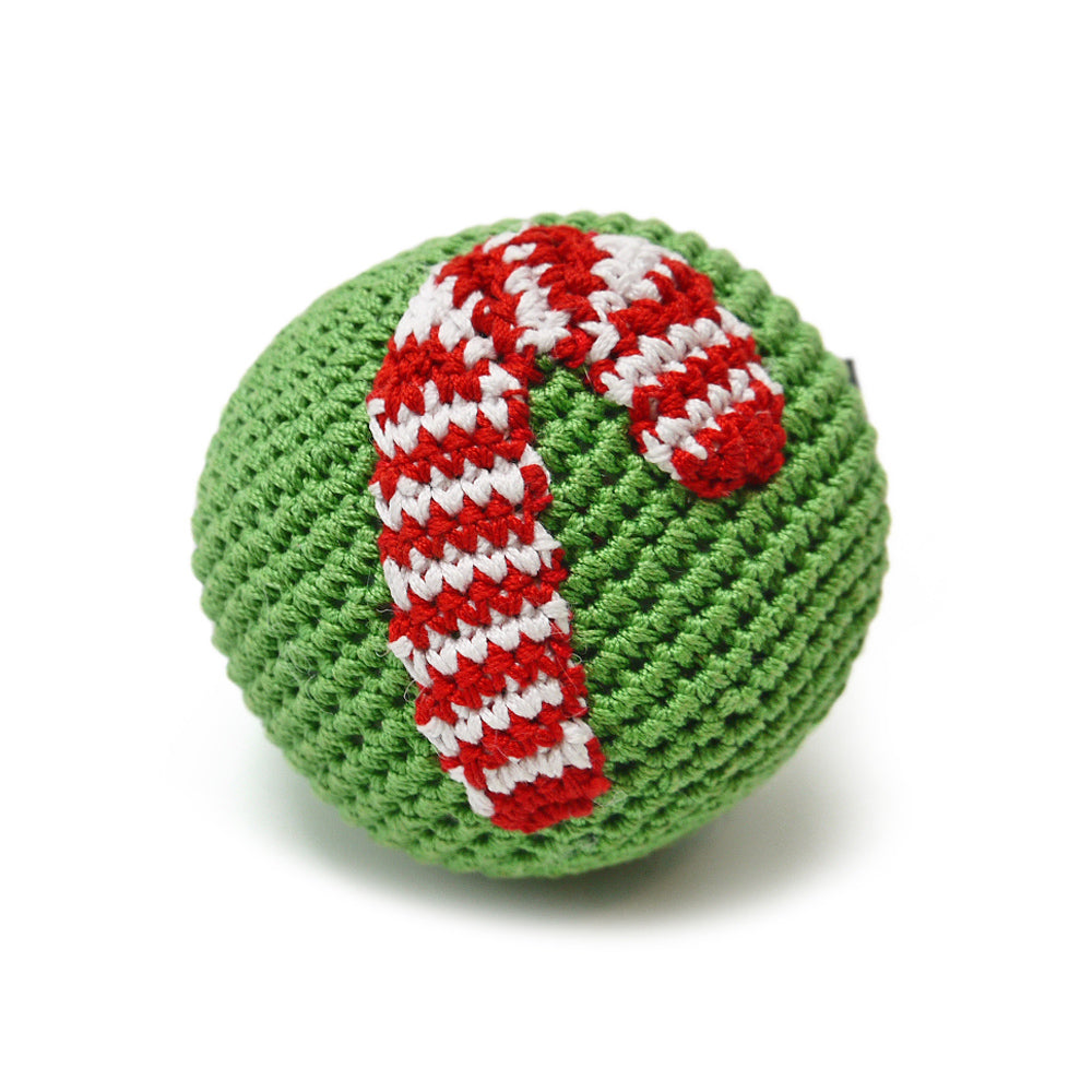 Candy Cane Ball Squeaky Toy