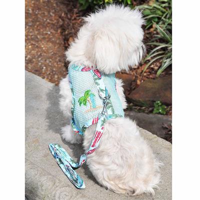Cool Mesh Dog Harness with Leash - Surfboards and Palms