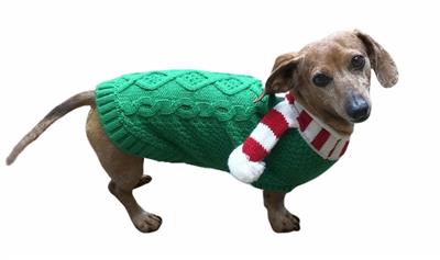 Candy Cane Scarf Dog Sweater