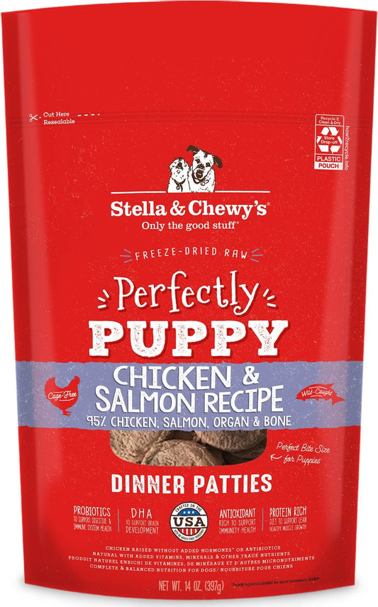 Stella & Chewy's Perfectly Puppy Chicken & Salmon Dinner Patties Freeze-Dried Raw Dog Food 14oz