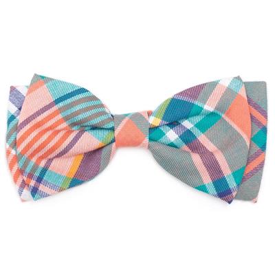 PEACH MULTI PLAID BOW TIE