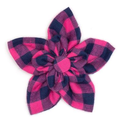 Pink/Navy Buffalo Check Flower